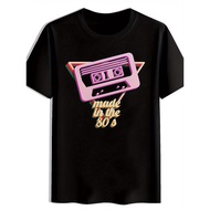 Men'S 80S 90S Music Cassette Graphic T-Shirt - Black Retro "Made In The 80S" Print Tee