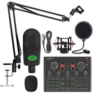 웃K18 Condenser Microphone Set With V9X PRO Live Sound Card, For Computer Karaoke Studio Recordivi2E
