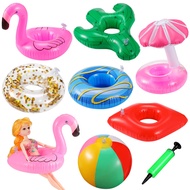 CHENGU 6 Pcs Pool Floaties for Girl Dolls Swim Accessories Set Swimming Pool Floaties Party Ring Gir