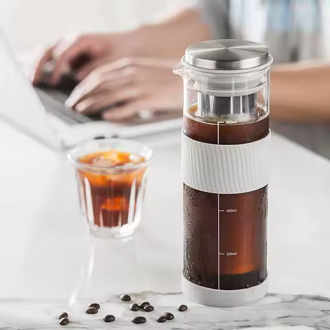 800ml Portable Cold Brew Brewing Coffee Kettle High Borosilicate Coffee Maker Tea Infuser Heat Resis