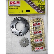 WAVE 125/W110/FUTURE/DASH/EX5110NEW (RK-M TAKASAGO CHAIN GS428 / GS420SB-120L GOLD CHAIN SPROCKET SE