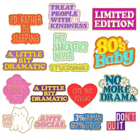 Is it Friday Yet Enamel Pins Me? Sarcastic? Never 80s Baby Drama Brooches Lapel Badges Funny Quetes 