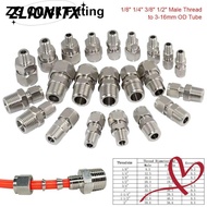 ZLION1TX 1Pcs Tube Connector, Stainless Steel Double Ferrule Quick Fitting,  1/8" 1/4" 3/8" 1/2" Mal