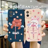 OPPO F1S F5 F5 Youth Case F7 F9 F9 PRO F11 F11 PRO Square Edge Phone Case Bear Bunny Cover Silicon C