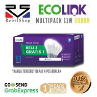 Ecolink LED Bulb 3 Free 1 Multipack 11W Yellow Bulb - 11 W 11Watt 11 Watt