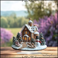 [Tenlzsp8] 2D Flat Christmas Snow House Decoration Acrylic Xmas Village Figurine for