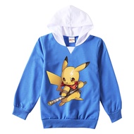 [In Stock] Pokémons pikachu Pullover Top Outfits Cartoon Cotton Blend Long-sleeved Girl Casual Anime Hoodies Boys Girls Autumn Kid's Clothes