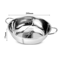 【Bestseller 】28cm Hot Pot Twin Divided Stainless Steel 28cm Cookware Hot Pot Ruled Compatible