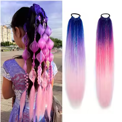 H&STAR 24Inch Synthetic Hair Ponytail Hair Extensions Hair Shiny Hair Ponytail Extension For Braidin