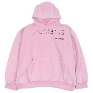 Excellent condition BALENCIAGA 24SS 767877 Hand-Drawn Medium Fit Pullover Hoodie, Distressed Pink, S