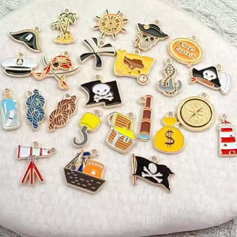 10pcs Anchor Lifebuoy Rudder Sailboat Lighthouse Enamel Charms for DIY Earrings Necklace Jewelry Mak