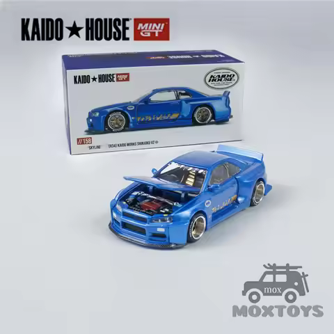 Kaido House x MINI GT 1:64 Skyline GTR (R34) Kaido Works (V2 Aero) SHINJUKU V2 Diecast Model Car