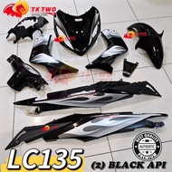 LC135 COVER SET WITH STICKER BLACK FLAMES (2) HITAM API LC135 V1 "TK2"