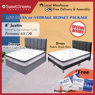 A66 Bed Frame | Frame + 8" Mattress Bundle Package | Single/Super Single/Queen/King Storage Bed | Divan Bed