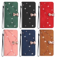 New Casing For Samsung Galaxy A03S A30/A20 A50/A50S/A30S A51/M40S A71 4G 5G Diamond Bow Protection Flip Stand Leather Wallet Case Cover