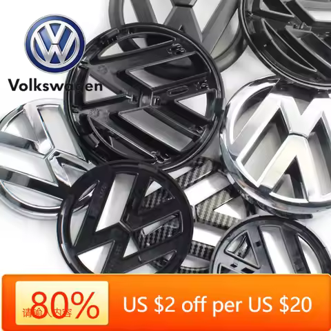 Hot Emblems VW 135mm Car Front Grille Badge and 110mm Rear Trunk Emblem Lid Logo Accessories For Vol