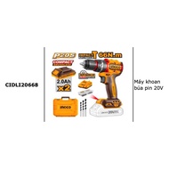 INGCO CIDLI20668 Cordless Hammer Drill 20V Torque 66Nm Plate Metalbag 13mm 2 Speeds 30000BPM