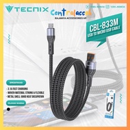 Tecnix CBL-833-M Micro Type Data Cable CBL-833-C Type-C/ CBL-833-L Type Lightning 3.1A Fast Charging