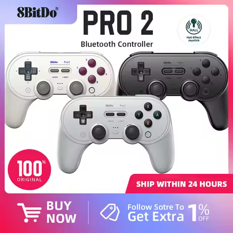 Original 8BitDo Pro 2 Bluetooth Controller Gamepad with Joystick for Nintendo Switch, PC, macOS, And