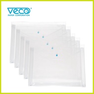 ❏ ⚛ ∡ ➝ Veco Plastic Envelope Expanding (with snap button) 5pcs