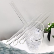 1Pc 12mm Wide Reusable Glass Boba Bubble Tea Straws Glass Drinking Straws Colorful Large Smoothie Milkshake Straw with Cleaning Brush