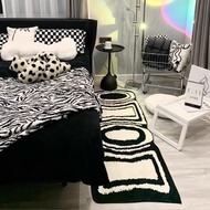 金玉铭川卧室床边毯轻奢高级感客厅地毯飘窗榻榻米衣帽间床前加厚长条毯子 仿羊绒 撞色-FYR-T48 50X140 cm