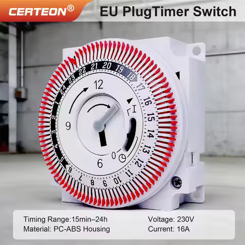 GT01 24 Hour Mechanical Timer Switch Socket 15 Minute to 24 Hour Programmable Mechanical Timer Outle