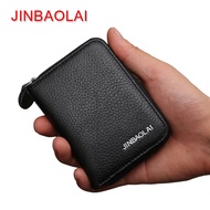 7svf Jinbaolai brand men's wallet genuine leather men's wallet zipper short wallet coin pocket soft solid small wallet mini walletMen Wallets