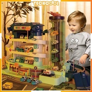 Kids Race Car Track Garage Toy 2 in 1 Electric 3Story Parking Building with Electric Elevator Light 