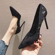 6639 Pointed Toe High Heel Women's Shoes Stiletto Women's Shoes Commuter High Heels Black High Heels
