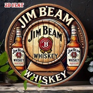 [2D Flat] 1 tấm biển hiệu rượu whisky tròn cổ điển Jim Beam - Trang trí tường bằng kim loại hình thù