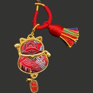 [Finished Product]Chinese-style handmade Song brocade double-sided lucky cat pendant gourd bag hangi