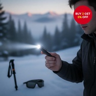 Portable LED flashlight with white/red/395nm UV light, pen clip, AA battery not included.  Lampu Sul