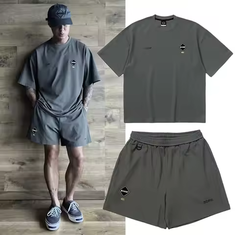 25ss MADNESS X FCRB High Quality Cotton Letter Embroidery Men T Shirt Casual Simple Fashion Sports S