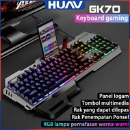 HUAV Gaming Keyboard Mechanical Keyboard GK70 Waterproof RGB Gaming Keyboard for PC Laptop Hp / Espo