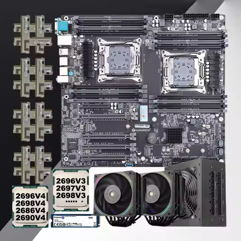 Super Workstation Server X99 Dual CPU Motherboard 2*2696 V4 2686 2698 V4 16*64G DDR4 RAM 500G M.2 SS