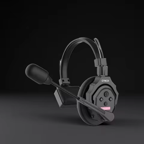 Synco Xtalk XMax9 2.4G Wireless Intercom with 9 Dual-Ear Headsets AI Noise-Cancellation Chip Compati