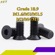 10.9 grade high strength bolt countersunk head hexagon screw flat head hexagon screw M1.6/M2/M2.5/M3