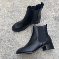 Giày Chelsea Boot Nữ Ngắn Phong Cách Anh Quốc Có Đầu Tròn Và Gót Thô Cho Mùa Xuân Thu Giữa Gót Thiết