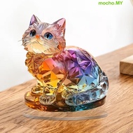 MOCHO 2D Cat Ornament, Colorful Handmade 2D Cat Sculpture, Fashion Miniature Crystal Acrylic 2D Kitt