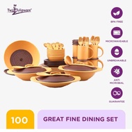 Twin Tulipware GREAT FINE DINING Set Makan Terdiri dari Piring Makan Mangkok Bakso Mug Gelas Teh Sen