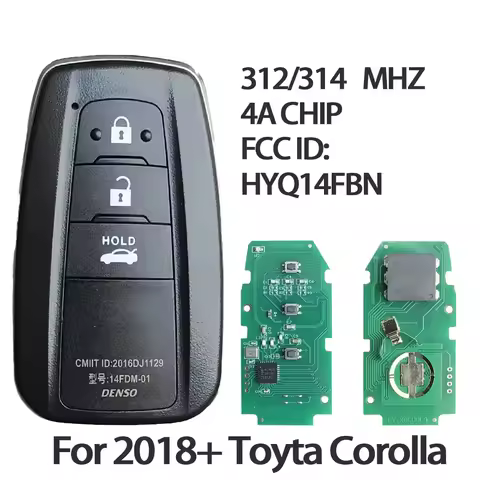 YOSE 312/314 MHZ 4A Chip HYQ14FBN Smart Remote Car Key Fob For 2018 2019 2020 2021 Toyota Corolla Cr