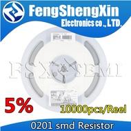 10000pcs/lot  5% 0201 chip SMD resistor 0R ~ 10M 1/2W 0 1 10 100 150 220 330 ohm 1K 2.2K 10K 100K 0R