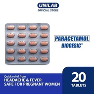 Biogesic 20 Tablets 500Mg Paracetamol (For Headache And Fever Relief)
