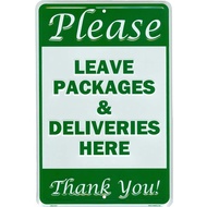 Leave Packages and Deliveries Here Sign  Aluminum Metal Parcel Drop Box Notice for Amazon UPS FedEx 