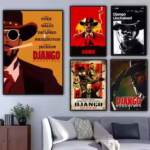 Movie D-Django Unchained Painting Calligraphy Canvas Poster Waterproof & Durable Ideal Wall Decor fo