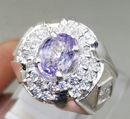 Batu Safir Ungu Ceylon Mata Udang Cincin Perak 925 Asli Berkwalitas
