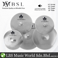 BSL 5 Piece A Series Silent Cymbals with 14" Hi-Hats 16" 18" Crash, and 20" Medium Ride Cymbal (Low 