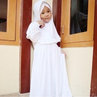 Baju Muslim anak warna putih/Gamis anak Perempuan untuk Manasik