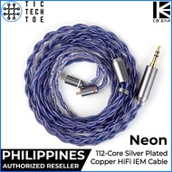 KBEAR Neon Purple IEM Upgrade Cable 2-Pin/QDC 3.5mm Earphone Replacement Violet Braided Wire
